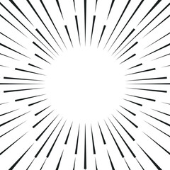 Obraz premium Comic book speed lines black color stripe and radial effect style for manga speed frame, superhero action, explosion background. Motion line effect, pop art. Vector 10 eps