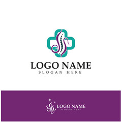 Spine care diagnostics symbol logo template vector illustration design 