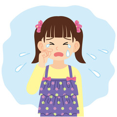 泣くツインテールの女の子＿線なし