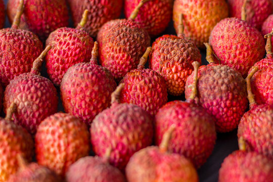selective focus of sweet and juicy litchi 