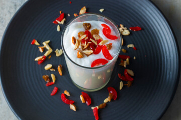 Sweet Indian drink Lassi is ready to drink. 