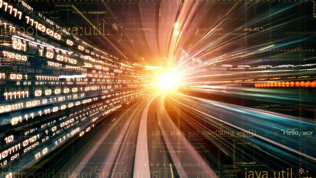 Software development, application programming code and tacit computer coding . Concept of smart digital transformation and technology disruption that changes global trends in new information era .
