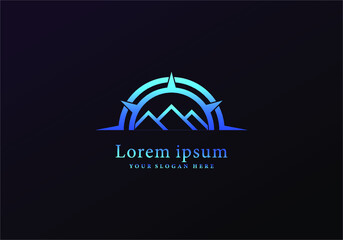 combination mountain and compas lineart colorfull © Panjulk