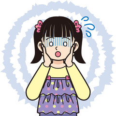 焦るツインテールの女の子＿線画