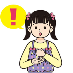 納得するツインテールの女の子＿線画