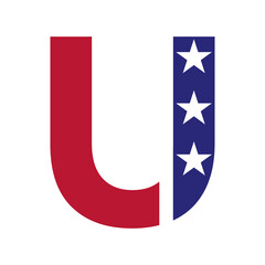 Initial Letter U American Logo for Business, Corporate and Company Identity. USA American Logo on Letter U Vector Template © pixbold