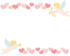 天使とハート　フレーム　カラー線あり