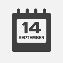 Icon day date 14 September, template calendar page
