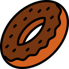 american donut color outline icon