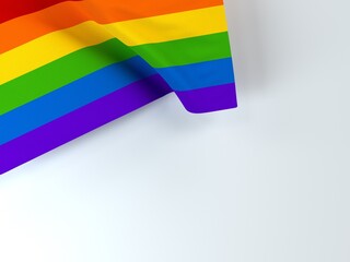 Fabric texture of LGBTQ flag in rainbow colors with copy space. 3d rendering illustration.