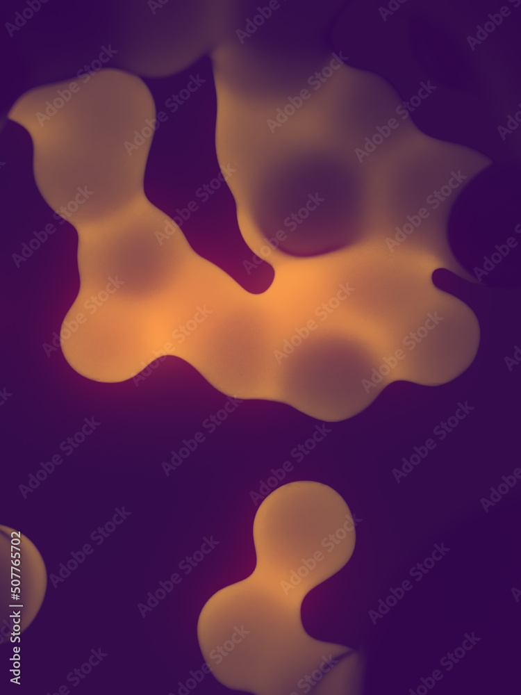 Poster Floating magical liquid blobs look like a lava lamp. Minimal background. 3d rendering digital illustration