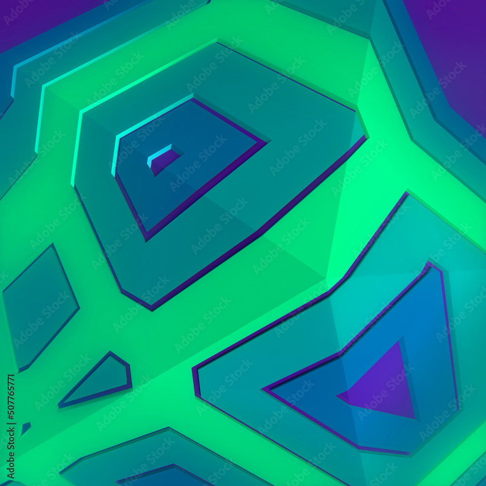 Poster 3d rendering digital illustration of abstract geometric shape with trendy gradient. contemporary geo