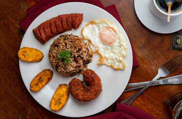 Traditional costa rican breakfast gallo pinto