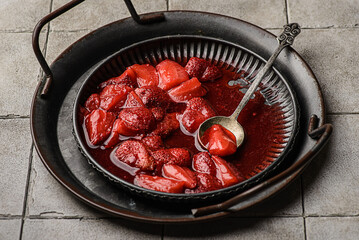 fresh strawberry jam with berries