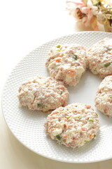 Homemade minced beef and tofu patty for Chinese cooking ingredient