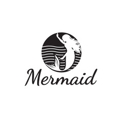 Abstract Mermaid Logo Vector Template Small waves in a circle