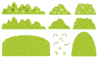 set of cartoon bush, cute green bush