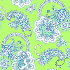 Fototapeta premium Paisley Floral oriental ethnic Pattern. Seamless Vector Ornament. Ornamental motifs of the Indian fabric patterns
