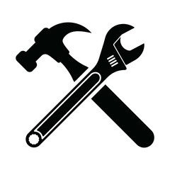 illustration vector graphic of hammer and wrench icon on white background