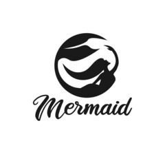 Beautiful dancing mermaid design illustration logo