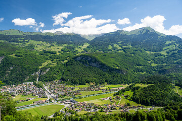 View of Meiringen town with Hasliberg in the background