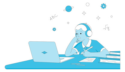 student on online learning at the computer