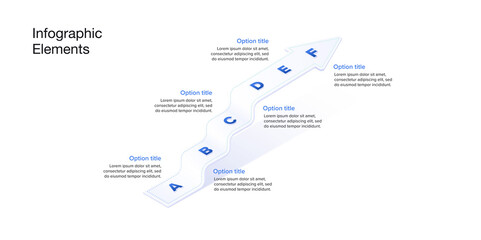 Business process chart infographics with 6 step arrows. Corporate workflow graphic elements. Company flowchart presentation slide. Vector info graphic in isometric design.