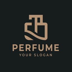 Logo design with Premium perfume bottle line and ornament line, T P lettering, suitable for fashion cosmetic business