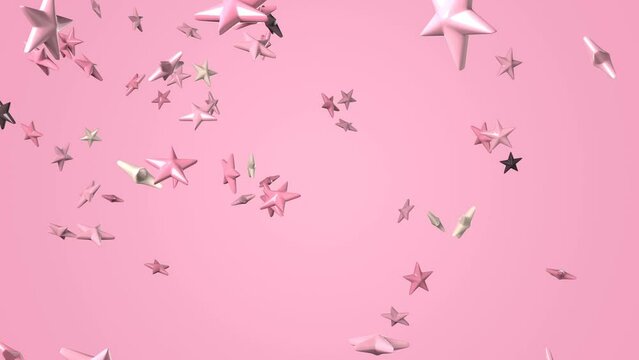 Pink star objects on pink background.
Confetti animation for background.
