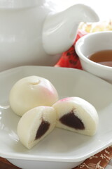 Chinese sweet dumpling, peach bun for yum cha dessert