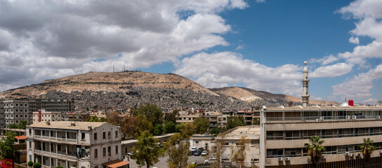 Skyline of Damascus City and Mountain (Mount Qasioun)