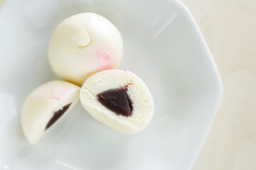 Chinese sweet dumpling, peach bun for yum cha dessert