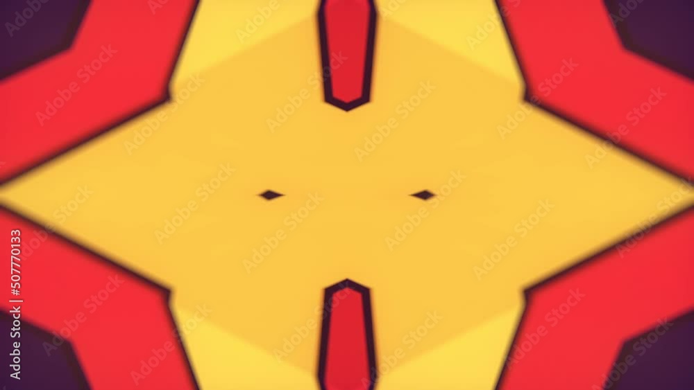 Poster Kaleidoscopic pattern of geometric shapes 3d rendering loop animation background