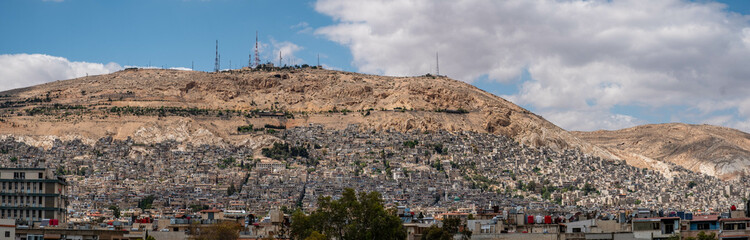 Skyline of Damascus City and Mountain (Mount Qasioun)