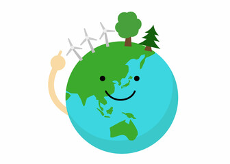 脱炭素社会　地球のイラスト