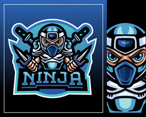 Cute kawaii ninja mascot. esport logo design © V3DESIGN