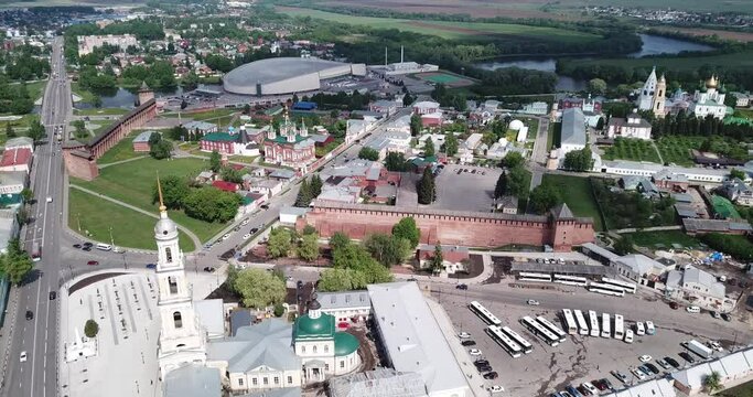 Picturesque view from height of the Kolomna Kremlin. Kolomna city. Russia