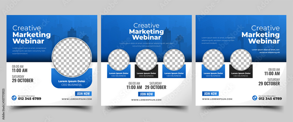 Canvas Prints webinar invitation social media post template collection. usable for social media post and website a