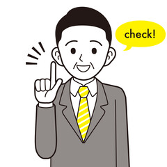 説明するミドル男性ビジネスマン