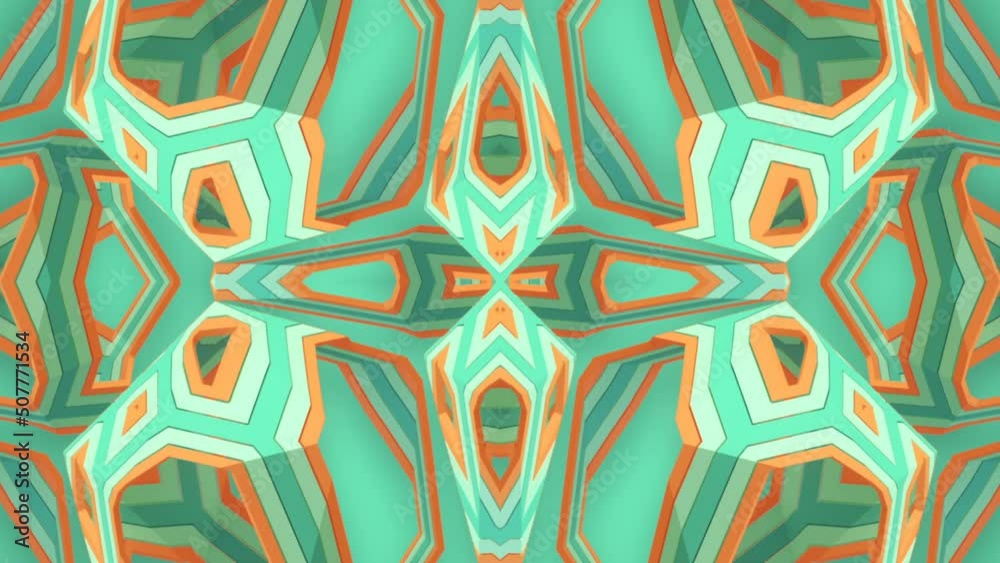 Poster Crystal structure with trendy multicolor pattern. 3d rendering loop animation HD