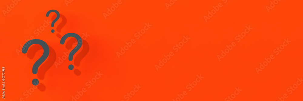 Fototapete question marks with shadow on red background.technical support. answers to questions. banner for ins