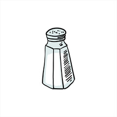 Salt. Colored simple doodle. Vector clipart of salt shaker, isolated on white