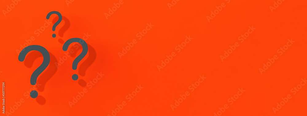 Fototapete question marks with shadow on red background.technical support. answers to questions. banner for ins