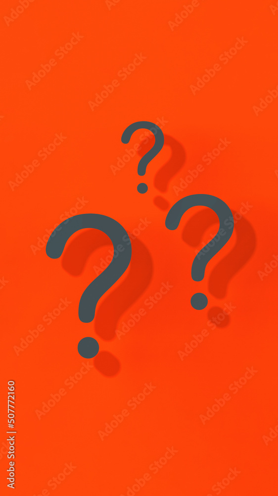 Fototapete question marks with shadow on red background.technical support. answers to questions. vertical image