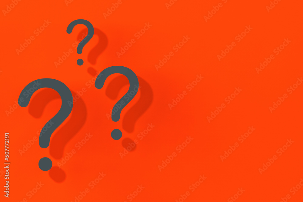Fototapete question marks with shadow on red background.technical support. answers to questions. horizontal ima
