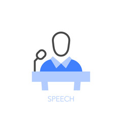 Simple visualised speech symbol with a speaker on the podium. Easy to use for your website or presentation.