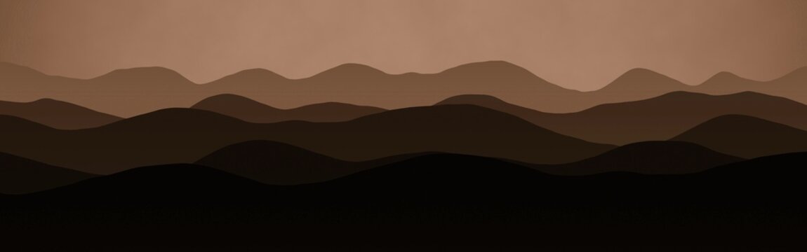 modern mountains ridges wild landscape - panoramic picture computer art texture background illustration