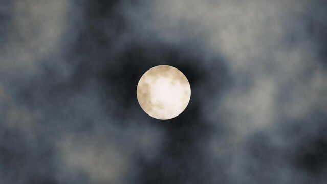 Full moon against the background of thick clouds