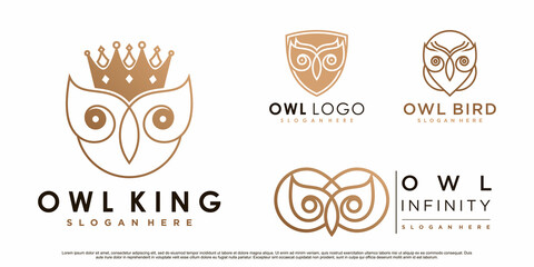 Set of collection owl animal icon logo design illustration with creative element Premium Vector