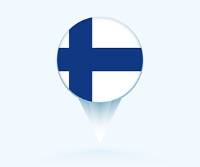 Map pointer with flag of Finland.